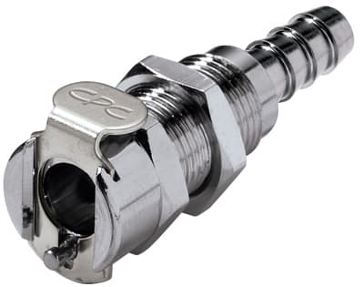 Panel Mount, Thumb Latch - PMC/MC Series Female to Tube Fitment 6,4mm (1/4") ID, Chrome Plated Brass, 1/8" Flow, Metal Latch