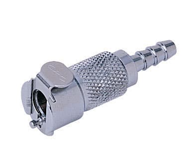 Straight, Thumb Latch - PMC/MC Series Female to Tube Fitment 4,8mm (3/16") ID, Chrome Plated Brass, 1/8" Flow, Metal Latch