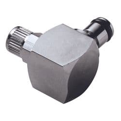 Male Thumb Latch - PMC/MC Series to  4,0mm (5/32") Tube Connection PTF (Push to Fit), Elbow, Chrome Plated Brass, Open-Flow