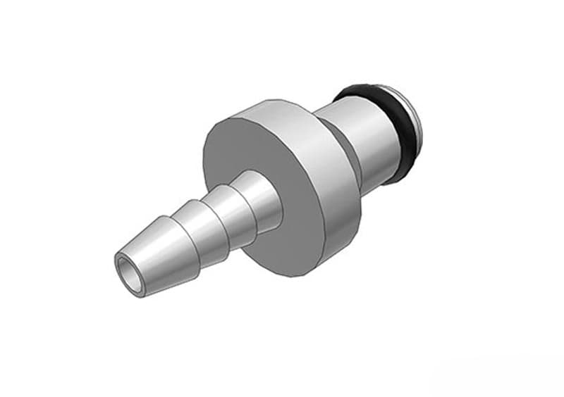 MC Männliche Schnellverschlusskupplung, offen, Barb für 1/8"(3,2mm) ID Schlauch, Messing verchromt, bns (Bulk, unsteril)