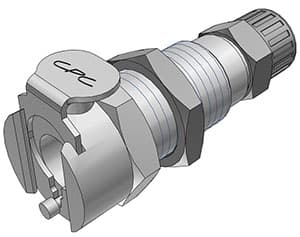 Panel Mount, Thumb Latch - PMC/MC Series Female to PTF (Push to Fit) 6,4mm (1/4") OD, Chrome Plated Brass, 1/8" Flow, Metal Latch