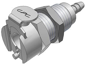 Panel Mount, Thumb Latch - PMC/MC Series Female to Tube Fitment 3,2mm (1/8") ID, Chrome Plated Brass, 1/8" Flow, Metal Latch