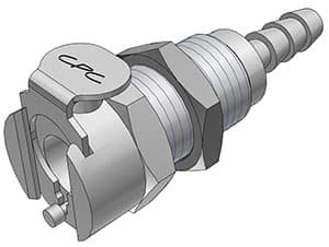 Panel Mount, Thumb Latch - PMC/MC Series Female to Tube Fitment 4,8mm (3/16") ID, Chrome Plated Brass, 1/8" Flow, Metal Latch