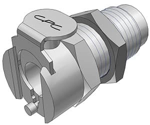 Panel Mount, Thumb Latch - PMC/MC Series Female to UNF 10-32, Chrome Plated Brass, 1/8" Flow, Metal Latch