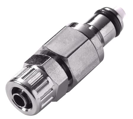 Straight, Thumb Latch - PMC/MC Series Male to PTF (Push to Fit) 6,4mm (1/4") OD, Chrome Plated Brass, 1/8" Flow