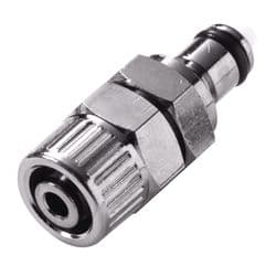 Male Thumb Latch - PMC/MC Series to  9,5mm (3/8") Tube Connection PTF (Push to Fit), Straight, Chrome Plated Brass, Shut-Off