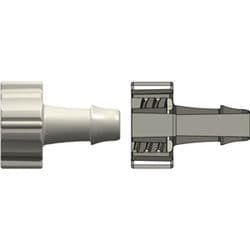 Male Large Bore to Tube Connection 6,4 mm (1/4") IDABS (Acrylonitrile butadiene styrene), White, Straight