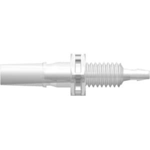 Panel Mount, Luer Male - Rotating Adaptor to 200 Series Barb 1,6mm (1/16") ID, PP (Polypropylene) - Animal Free Natural, Can be used with separate rotating lock ring (FSLLR)