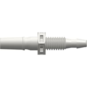 Panel Mount, Luer Male - Rotating Adaptor to 200 Series Barb 2,4mm (3/32") ID, PA (Polyamide) White, Can be used with separate rotating lock ring (FSLLR)