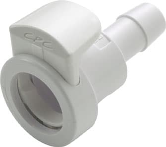 Straight, Thumb Latch - MPC Female to Tube Fitment 6,4mm (1/4") ID, ABS (Acrylonitrile butadiene styrene) White, Plastic Latch