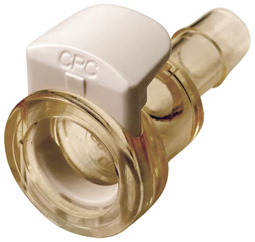 Straight, Thumb Latch - MPC Female to Tube Fitment 3,2mm (1/8") ID, PC (Polycarbonate) Purple Tint, Plastic Latch