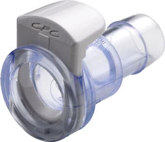 MPC Weibliche Schnellverschlusskupplung, offen, Barb für 3/8"(9,5mm) ID Schlauch, PC bläulich gefärbt, bns (Bulk, unsteril)