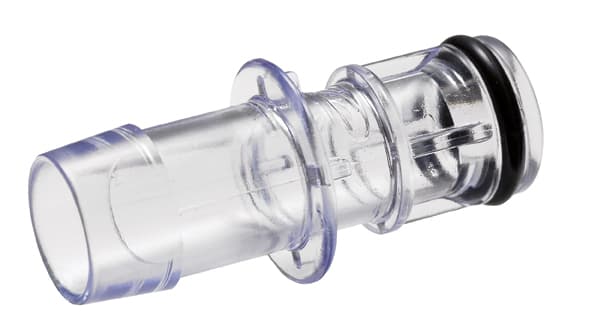MPC Männliche Schnellverschlusskupplung, offen, Barb für 3/8"(9,5mm) ID Schlauch, PC bläulich gefärbt, bns (Bulk, unsteril)