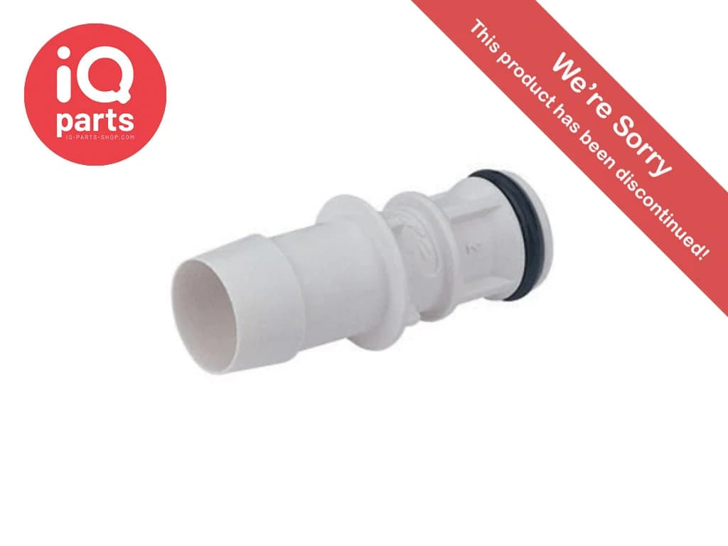 MPC Männliche Schnellverschlusskupplung, offen, Barb für 3/8"(9,5mm) ID Schlauch, ABS weiß, bns (Bulk, unsteril)