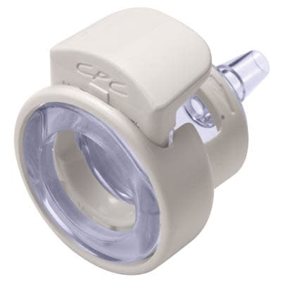 Straight, Thumb Latch - MPC Female to Tube Fitment 3,2mm (1/8") ID, PC (Polycarbonate) Purple Tint, Plastic Latch, with Locking Mechanism