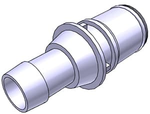 MPX Männliche Schnellverschlusskupplung, mit Ventil, Barb für 3/8"(9,5mm) ID Schlauch, PC bläulich gefärbt, bns (Bulk, unsteril)