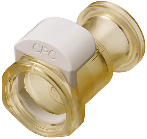 Straight, Thumb Latch - MPC Female to Tube Fitment 3,2mm (1/8") ID, PC (Polycarbonate) Purple Tint, Plastic Latch