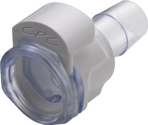 Straight, Thumb Latch - MPX Female to Tube Fitment 12,7mm (1/2") ID, PC (Polycarbonate) Purple Tint, Plastic Latch