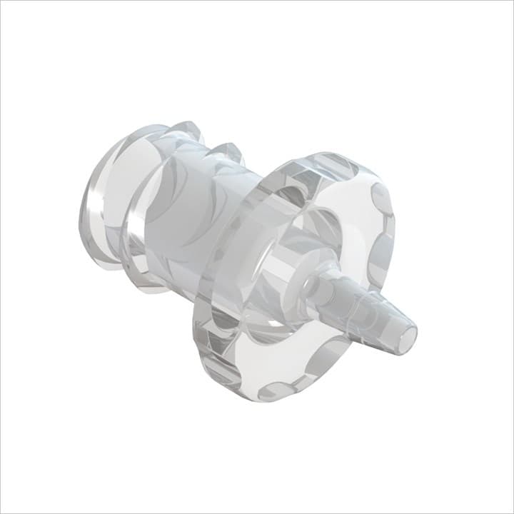 Weibliches Luer Vollgewinde (ISO80369-7) zu 1/16" (1.6mm) ID Schlauch, PC klar, bns