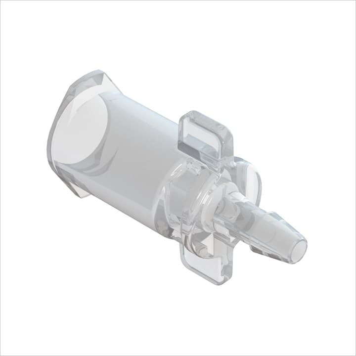 Weibliches Luer Flügelgewinde zu 1/16"(1.6mm) ID Schlauch, ABS klar, bns
