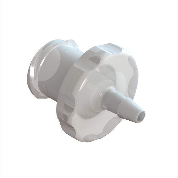 Weibliches Luer Vollgewinde zu 1/16" (1.6mm) ID Schlauch, Kynar PVDF, bns