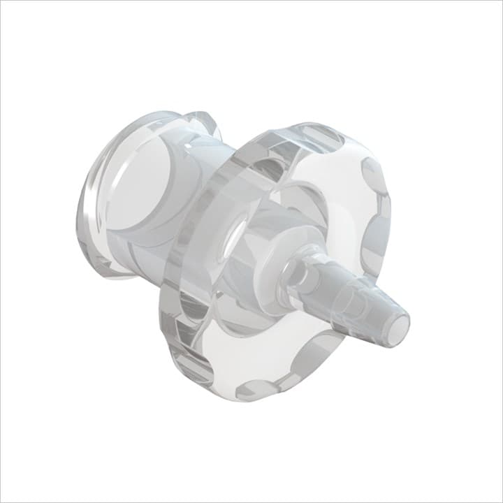 Weibliches Luer Vollgewinde zu 1/16" (1.6mm) ID Schlauch, PC klar, bns