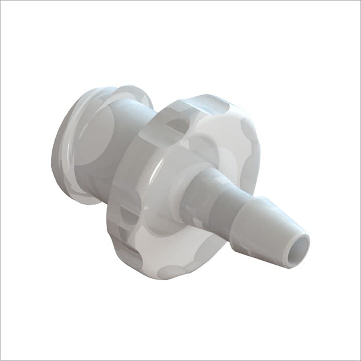 Weibliches Luer Vollgewinde zu 3/32" (2.4mm) ID Schlauch, Kynar PVDF, bns
