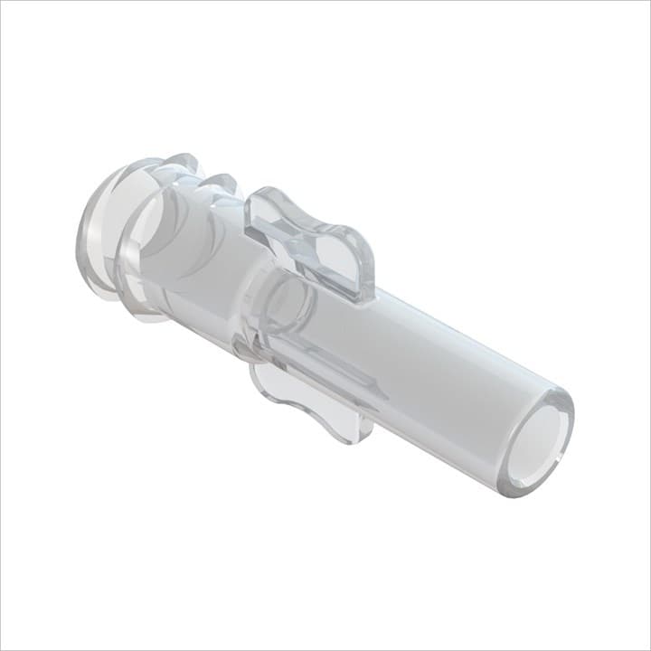 Weiblicher Luer Lock zu 2.7mm (0.100"-0.114") AD Schlauch, Acryl klar, bns