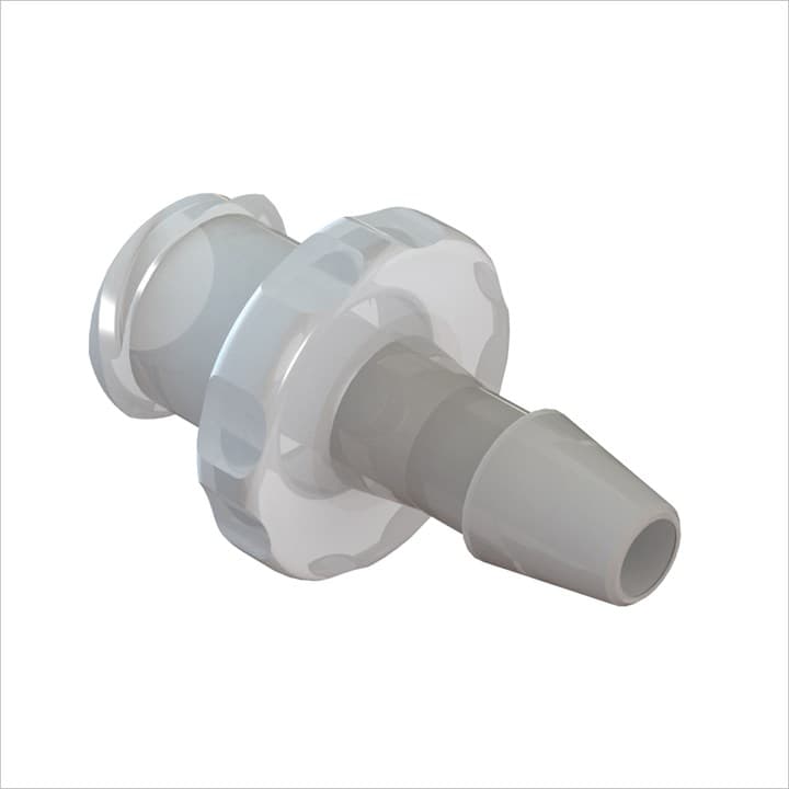 Weibliches Luer Vollgewinde zu 1/8" (3.2mm) ID Schlauch, Kynar PVDF, bns