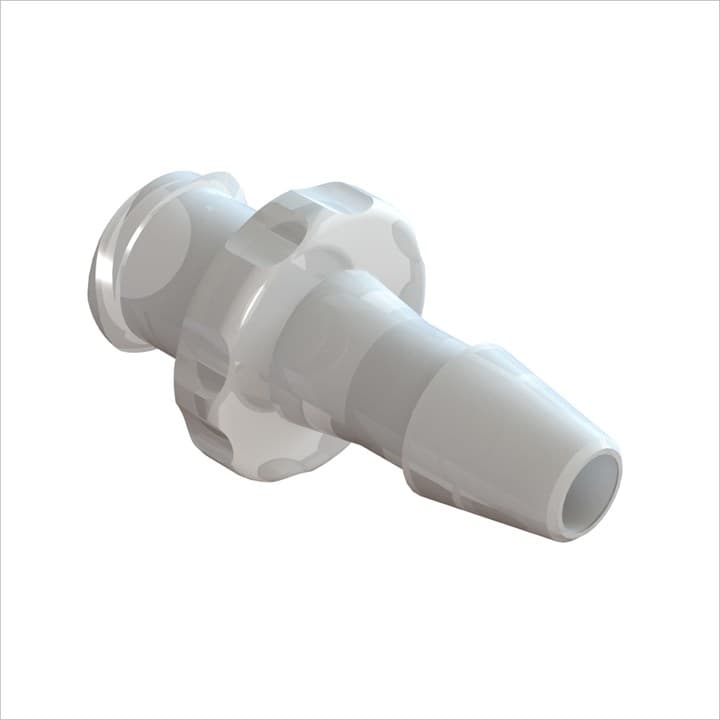 Weibliches Luer Vollgewinde zu 5/32" (4.0mm) ID Schlauch, Kynar PVDF, bns