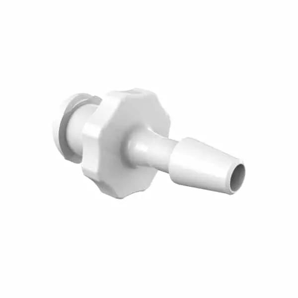 Weibliches Luer Vollgewinde zu 5/32" (4.0mm) ID Schlauch, Kynar PVDF, bns