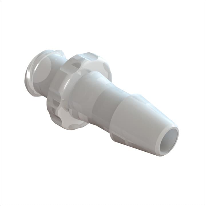 Weibliches Luer Vollgewinde zu 3/16" (4.8mm) ID Schlauch, Kynar PVDF, bns