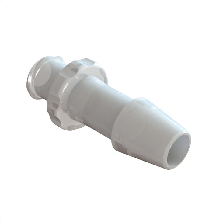 Weibliches Luer Vollgewinde zu 1/4" (6.4mm) ID Schlauch, Kynar PVDF, bns