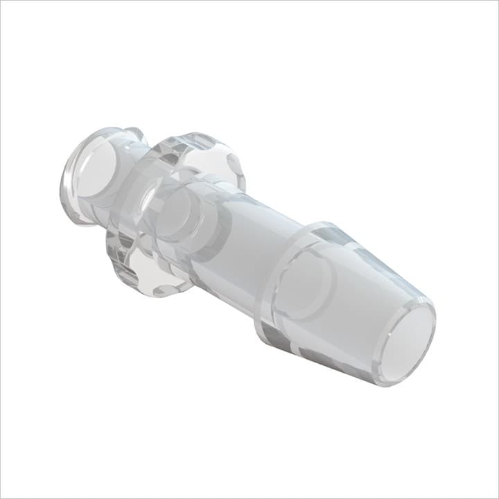 Weibliches Luer Vollgewinde zu 1/4" (6.4mm) ID Schlauch, PC klar, bns