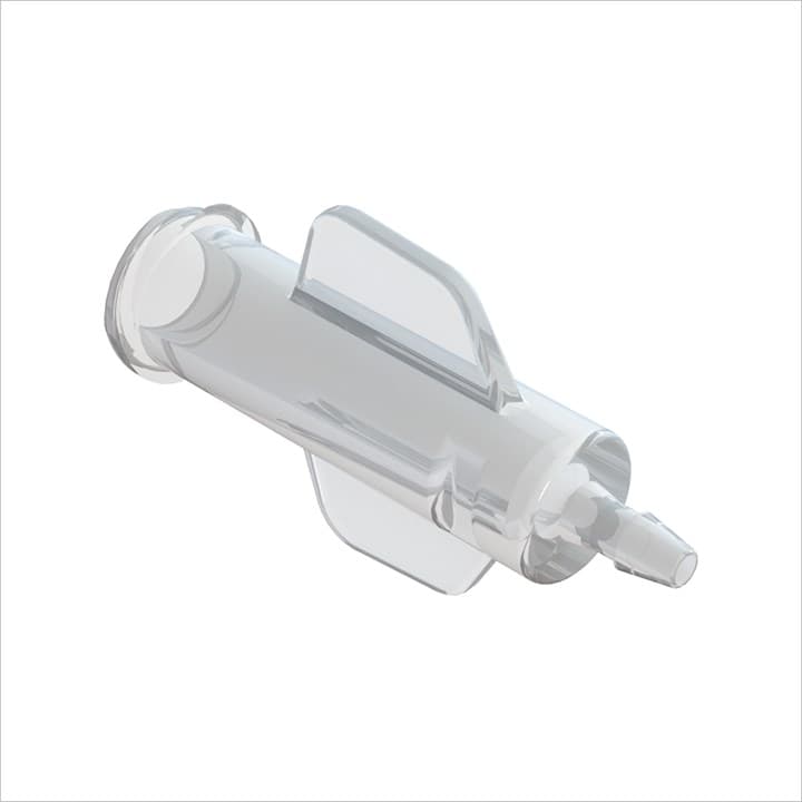Weibliches Luer Vollgewinde mit Flügeln zu 1/16" (1.6mm) ID Schlauch, ABS klar, bns