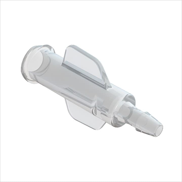 Weibliches Luer Vollgewinde mit Flügeln zu 3/32" (2.4mm) ID Schlauch, PC klar, bns