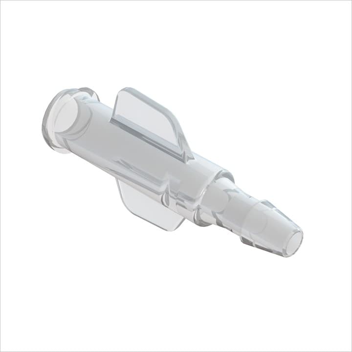 Weibliches Luer Vollgewinde mit Flügeln zu 1/8" (3.2mm) ID Schlauch, PC klar, bns