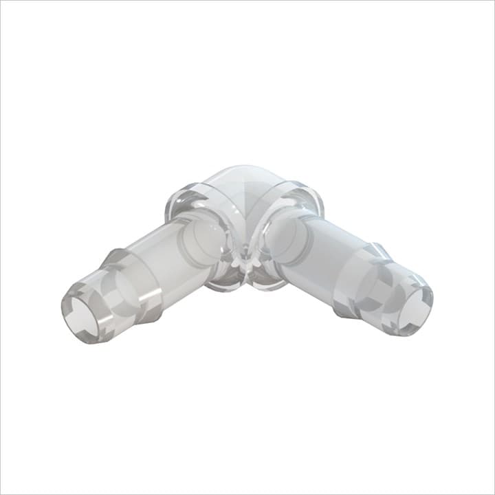 Ellbogen-Verbinder mit 1/16"(1.6mm) ID Schlauch, Rigid Barb, Kynar PVDF, bns
