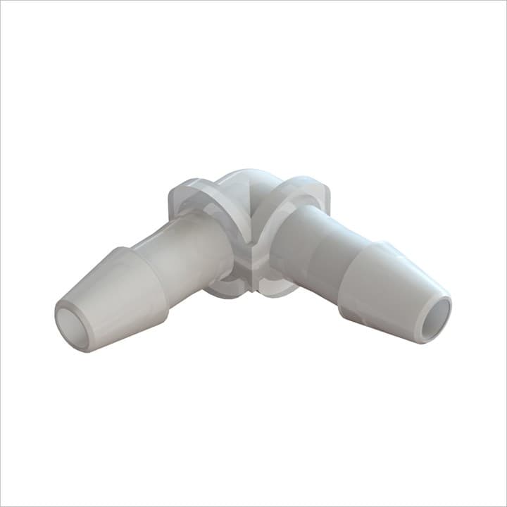 Ellbogen-Verbinder mit Barbs für 5/32" (4.0mm) ID Schlauch, Kynar PVDF, bns