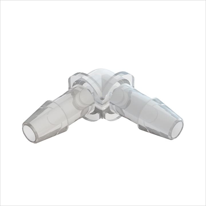 Ellbogen-Verbinder mit Barbs für 5/32" (4.0mm) ID Schlauch, tierrückstands- freies PP, bns