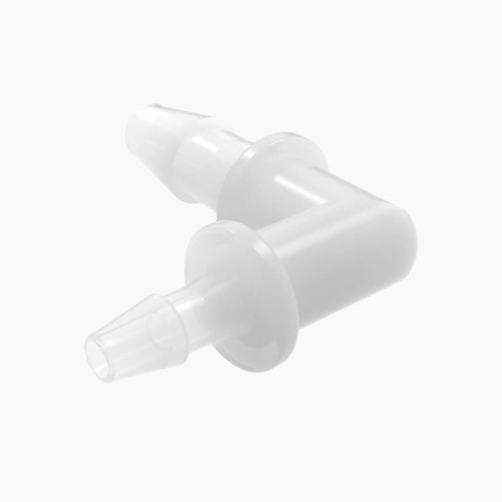 Ellbogen-Reduzierverbinder mit Barbs für 3/32"(2.4mm) und 1/16"(1.6mm) ID Schlauch, PVDF natur, bns