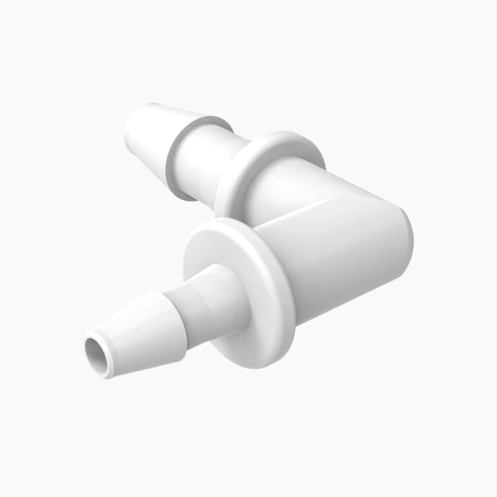 Ellbogen-Reduzierverbinder mit Barbs für 3/32"(2.4mm) und 1/16"(1.6mm) ID Schlauch, PA natur, bns