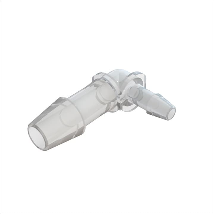 Ellbogen-Reduzierverbinder mit Barbs für 1/4"(6.4mm) und 1/8"(3.2mm) ID Schlauch, tierrückstandsfreies PP, bns
