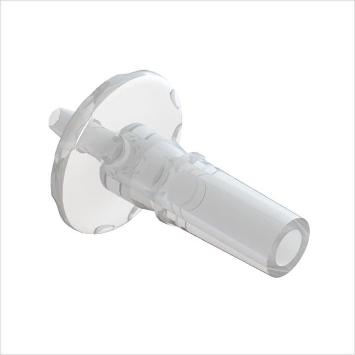 Männl. Luer zu 1/16"(1.6mm) ID Schlauch (verwendbar mit rotierb. Luer Lock Ring) ABS klar, bns