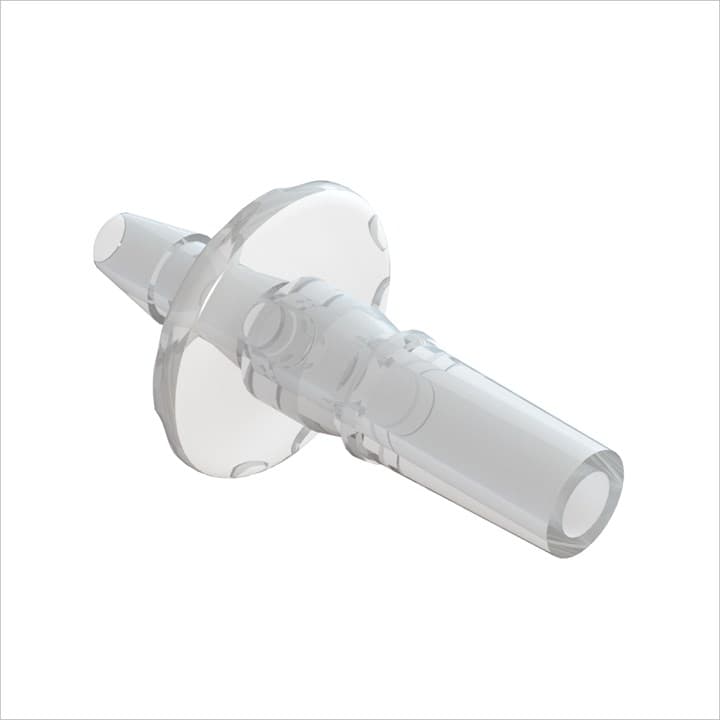 Männl. Luer zu 3/32"(2.4mm) ID Schlauch (verwendbar mit rotierb. Luer Lock Ring) ABS klar, bns