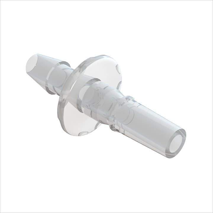 Männl. Luer zu 1/8"(3.2mm) ID Schlauch (verwendbar mit rotierb. Luer Lock Ring) ABS klar, bns