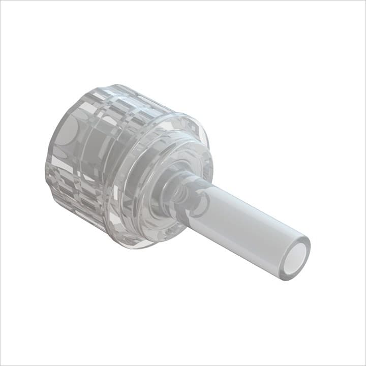 Männlicher Luer Lock zu 2.4mm (0.090"-0.100") AD Schlauch, Acryl klar, bns