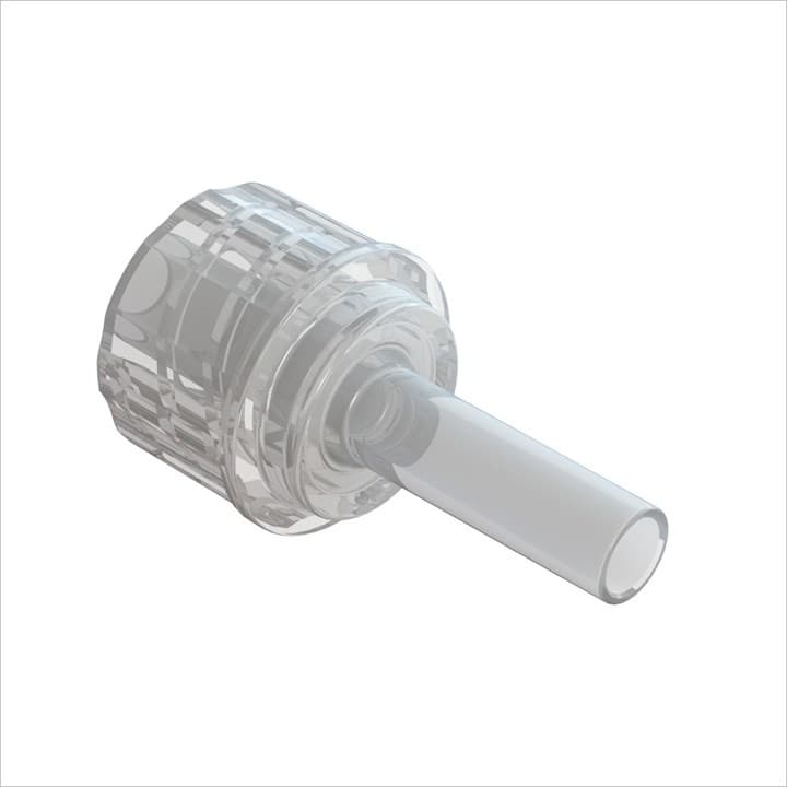 Männlicher Luer Lock zu 2.8mm (0.105"-0.115") AD Schlauch, Acryl klar, bns