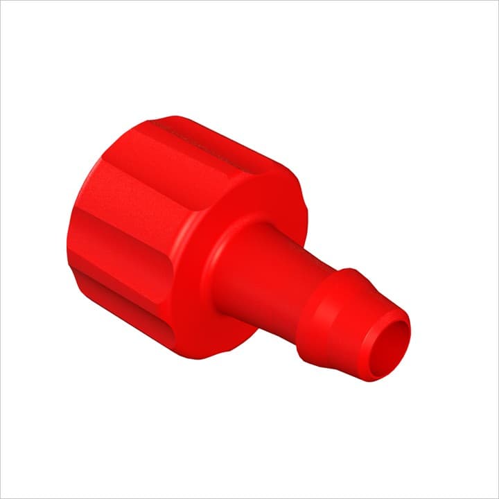 Männlicher Luer Lock zu 5/32"(4.0mm) ID Schlauch, HF Barb, PA rot, bns