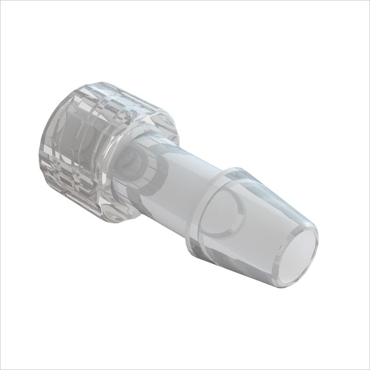 Männlicher Luer Lock zu 1/4"(6.4mm) ID Schlauch, PC klar, bns